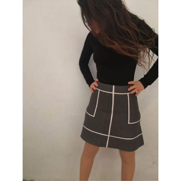 No Brand Dresses & Skirts - Women's knitted flared mini Skirt Colors: gray &white size S